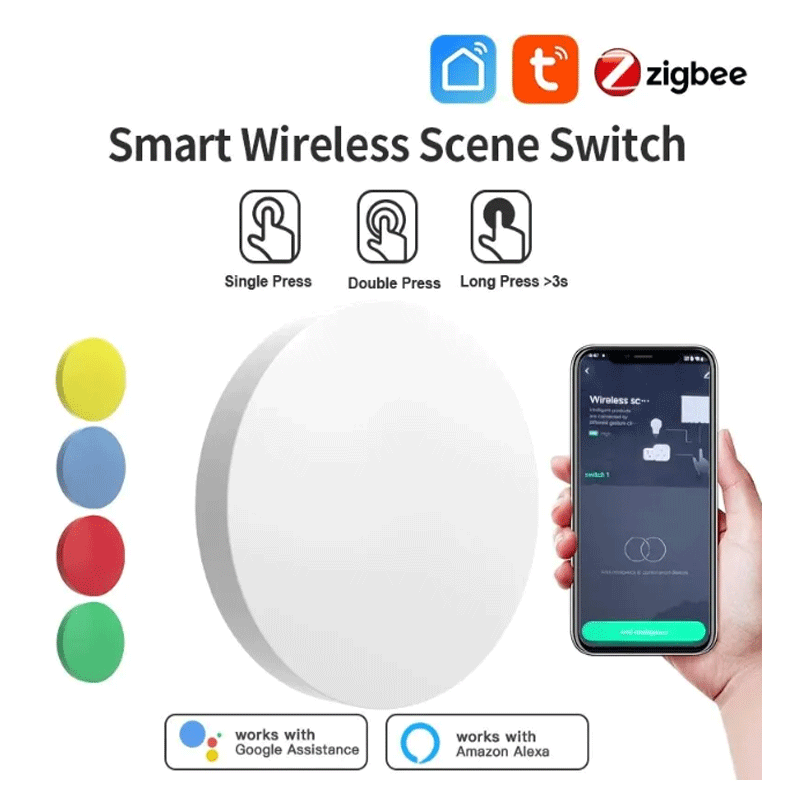 Smart Home Voice Control - Tuya ZigBee スマートワイヤレスボタンシーンスイッチスマートライフアプリリモコン Google Alexa 用待機音声アシスタントホームオフィス