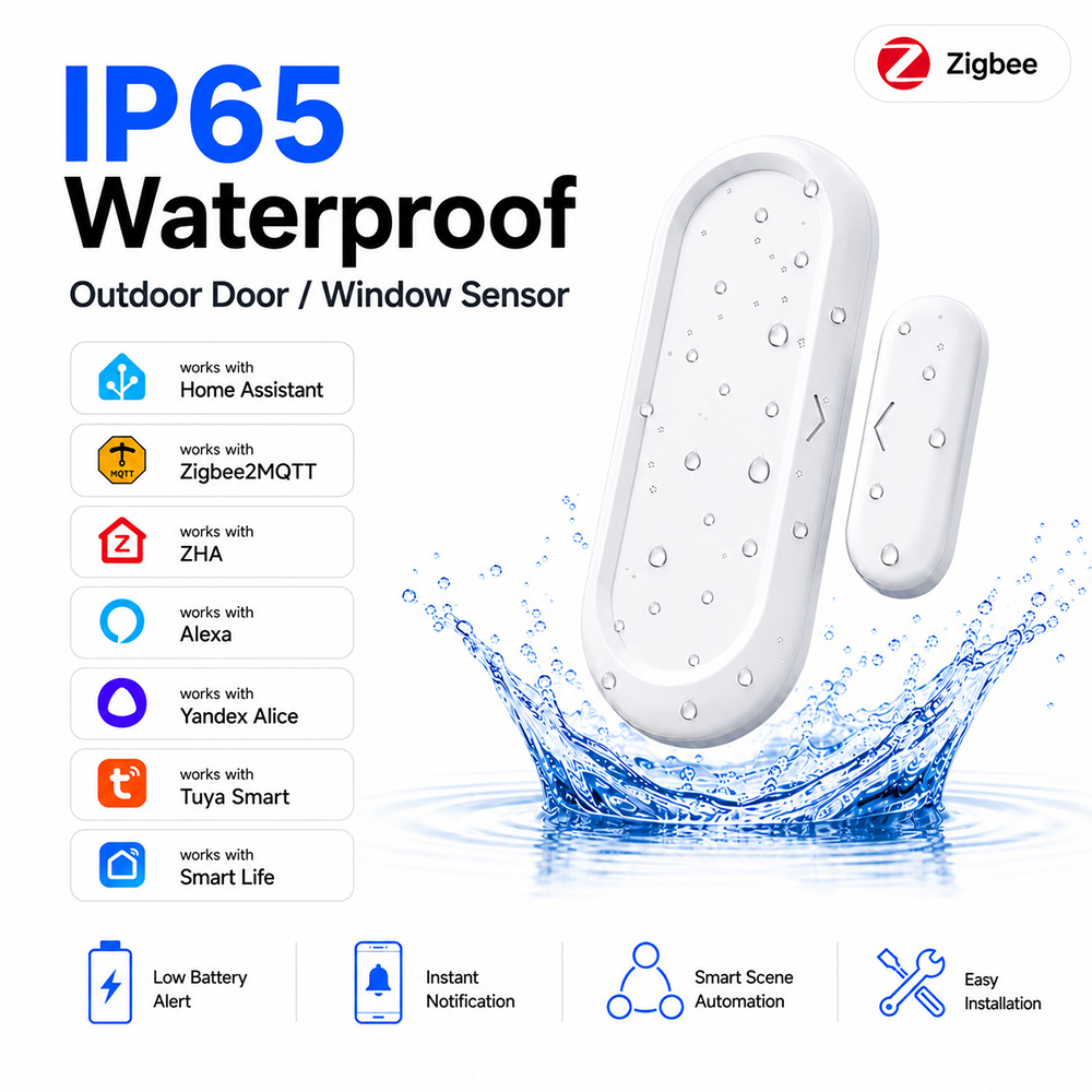 Smart Home Zentrale - 防水ドア・ウィンドウセンサー IP65 Zigbee 3.0 接触センサー Zigbeeゲートウェイ必須