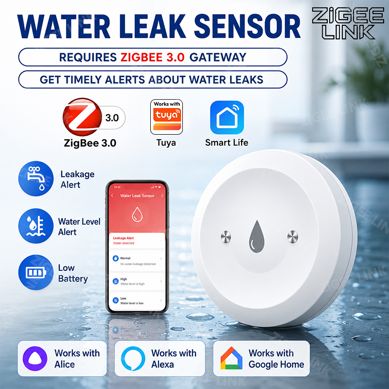 Smart Home Zentrale - スマート Zigbee 水漏れセンサー 洪水水漏れ検知器 アプリ遠隔監視サポート Tuya