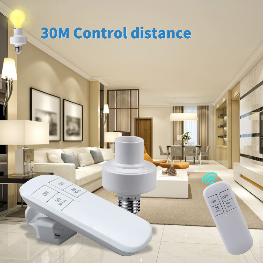Smart Home App - スマートタイマースイッチワイヤレスリモコンe27 15mレンジランプホルダー110v 220vオンオフ電球ベースソケットインテリジェント