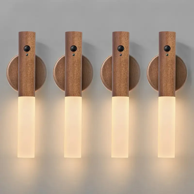 Voice Control Light Bulb - LED 充電式磁気壁ランプスマートモーションセンサーナイトライトポータブル廊下寝室階段浴室キャビネット装飾