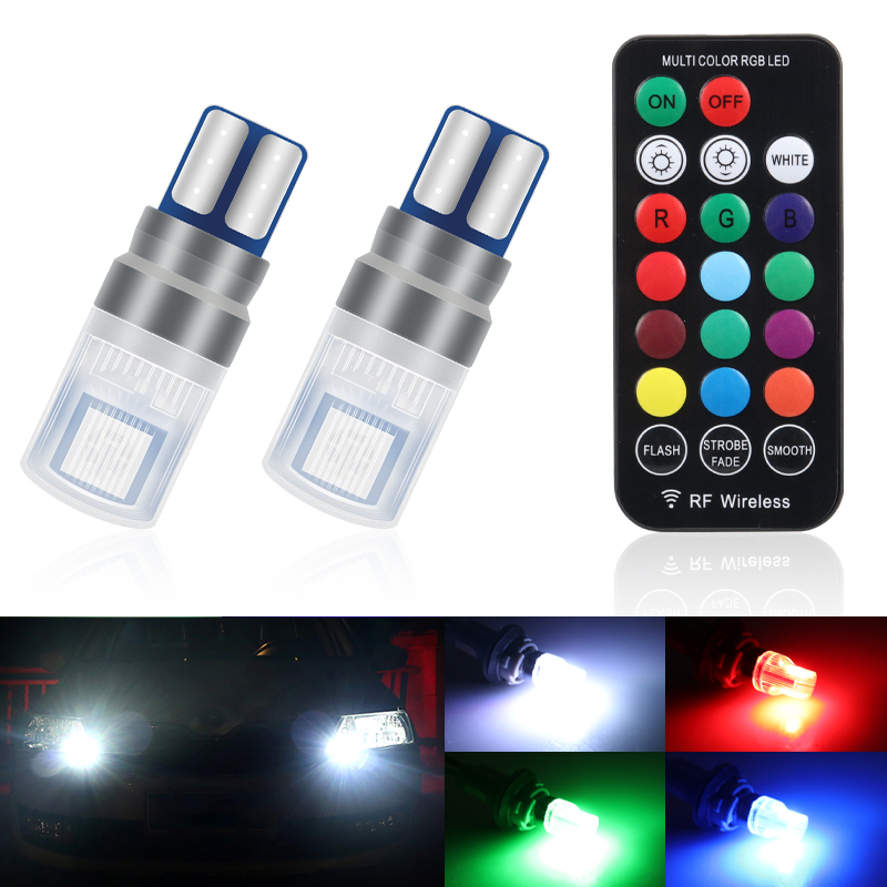 Voice Control Light Bulb - 2 ピース/セット RGB LED T10 W5W