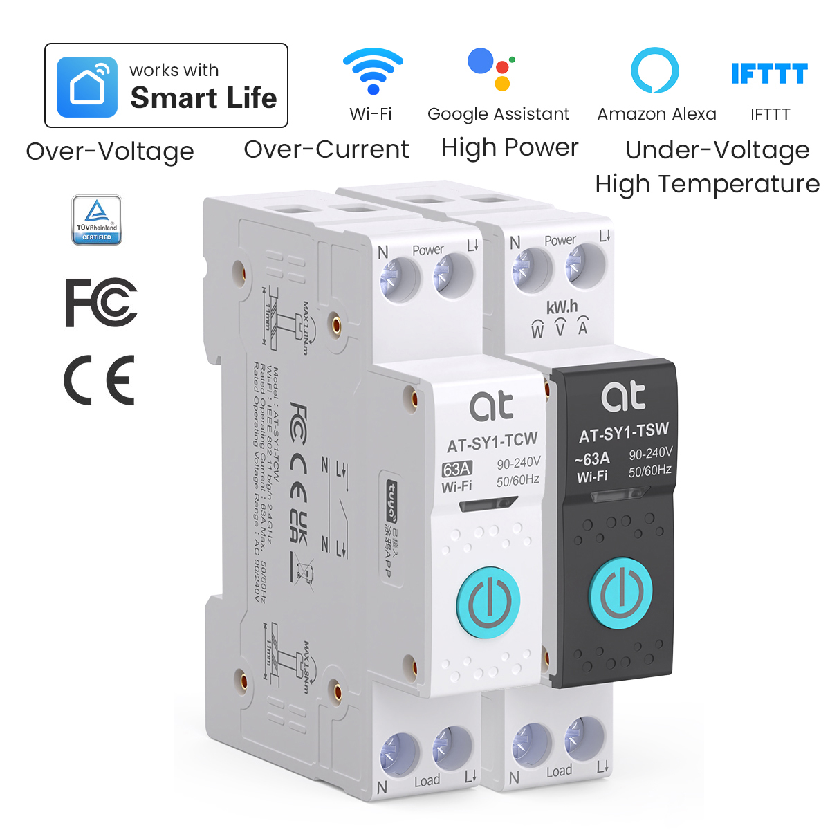 Smart Home Voice Control - Tuya WiFi サーキットブレーカー スマート 1P+N 63A