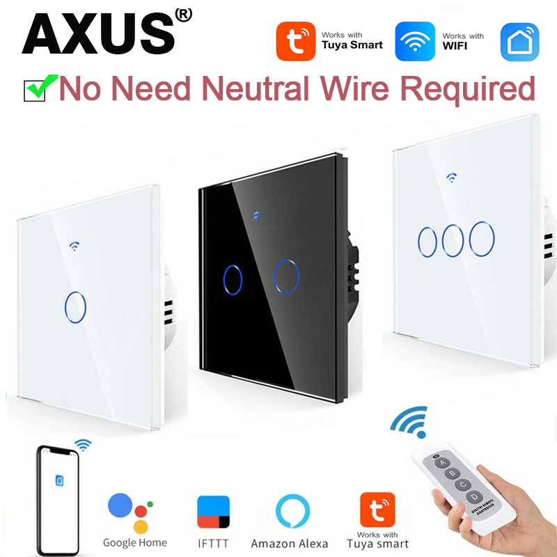 Smart Home Web - AXUS EU WiFiスマートライトスイッチ、ニュートラル配線不要、タッチスイッチ、RF433、Tuya Smart Lifeアプリ対応、Alexa、Google Home連携
