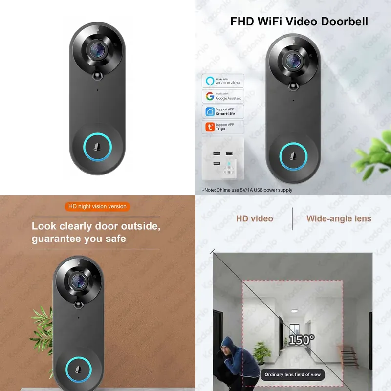 Video Doorbell - Kadonio 1080P WiFi ビデオドアベル PIRモーション検知スマートカメラ 双方向音声