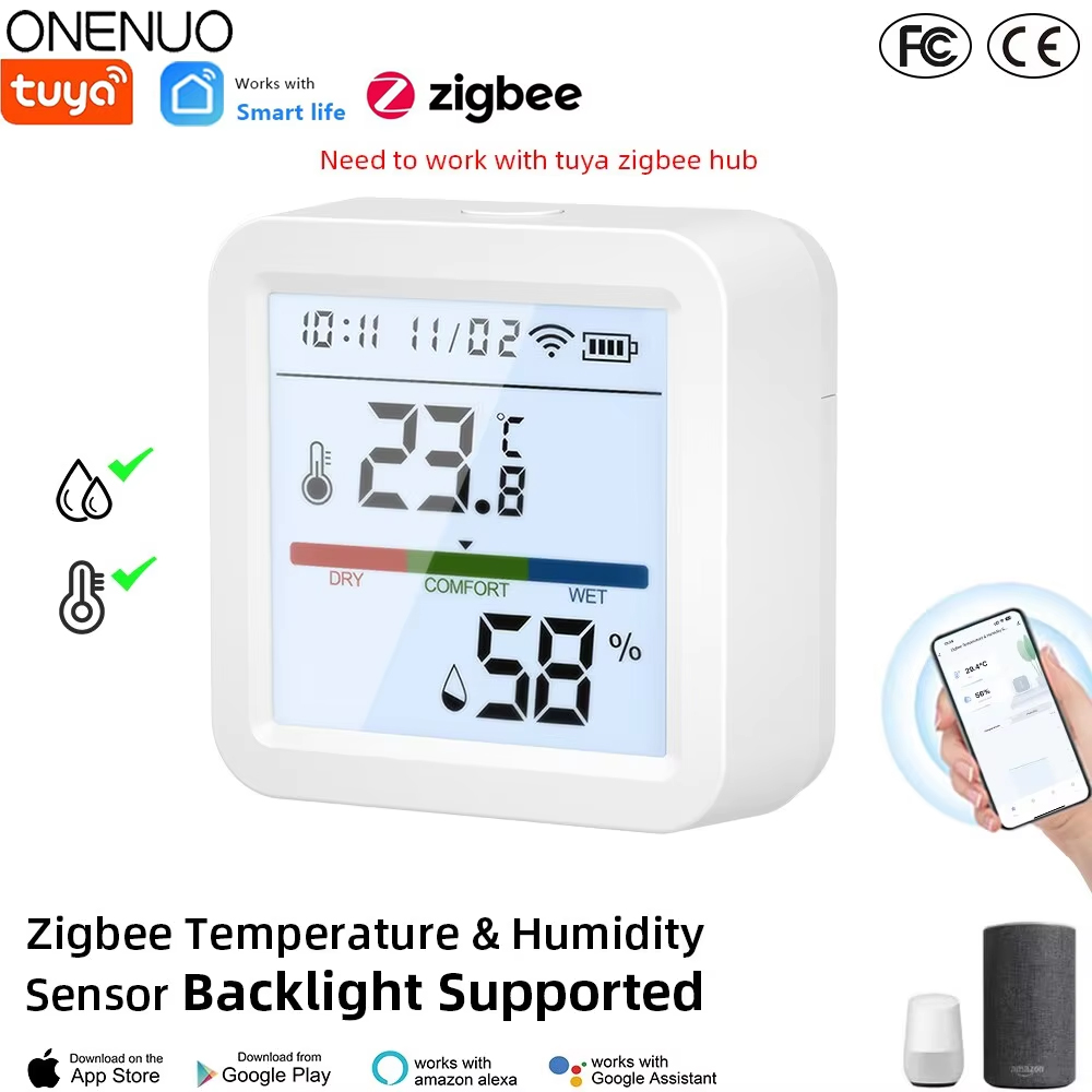 Smart Home Zentrale - Tuya zigbeeスマートホーム温度湿度センサーバックライト付き液晶機能Googleアシスタントと必要なtuya zigbeeハブ