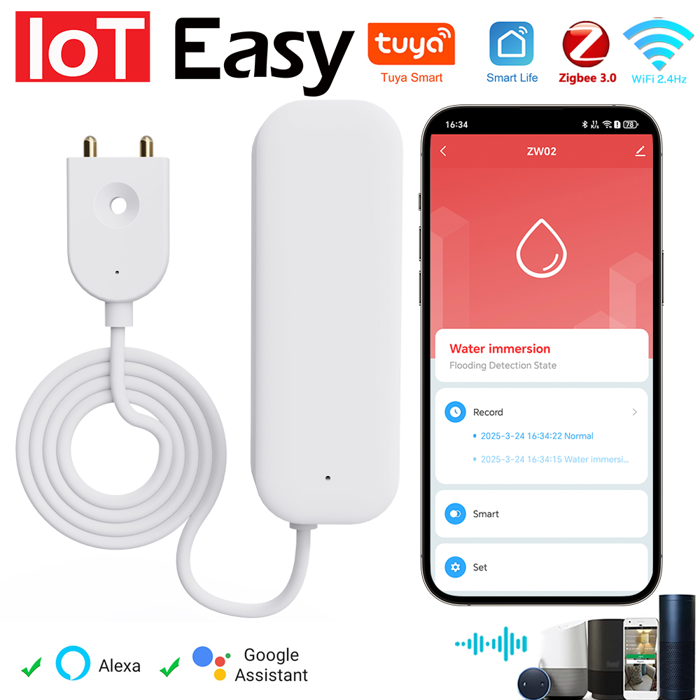 Smart Home Tools - Tuya WiFi ZigBee 水センサー漏れ警報洪水漏水検知器スマートホーム APP リモコンセキュリティ保護サポート