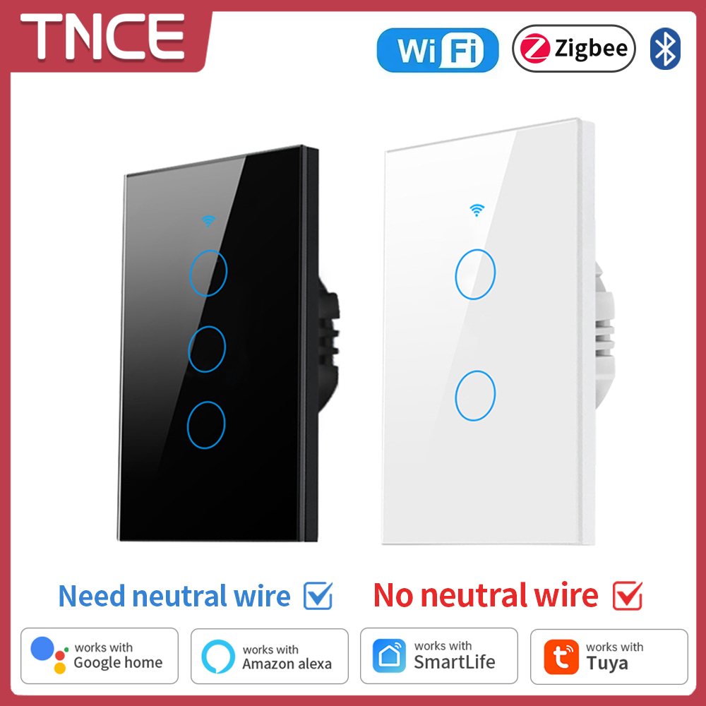 Smart Home Web - Tnce-WiFi, Zigbee,インテリジェントタッチウォールスイッチ,中性線は不要,Alexa,GoogleHomeと互換性があります