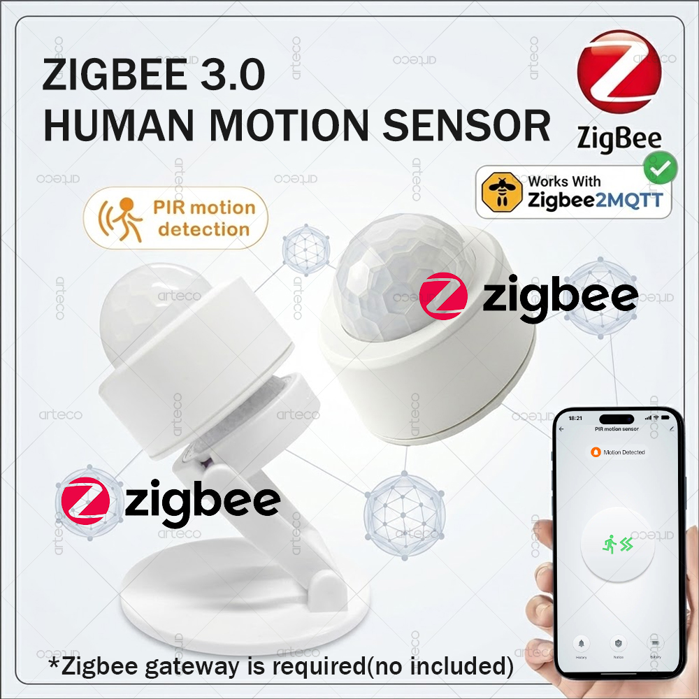 Smart Home Zentrale - Zigbee 3.0 ミニ PIR モーションセンサー人体赤外線検出器セキュリティアラームサポート Zigbee2mqtt