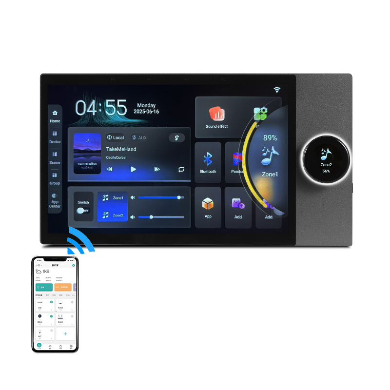 Smart Home Touchscreen Control Panel - スマートホーム背景音楽ホスト7インチ8*30W壁掛けアンプ、Tuya wifi対応Androidインテリジェントタッチスクリーンコントロールパネル付き