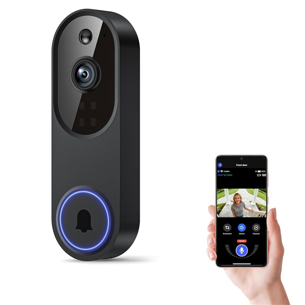 DTC5 ワイヤレス Wi-Fi ビデオドアベルカメラ、双方 - Video Doorbell のレビューと価格