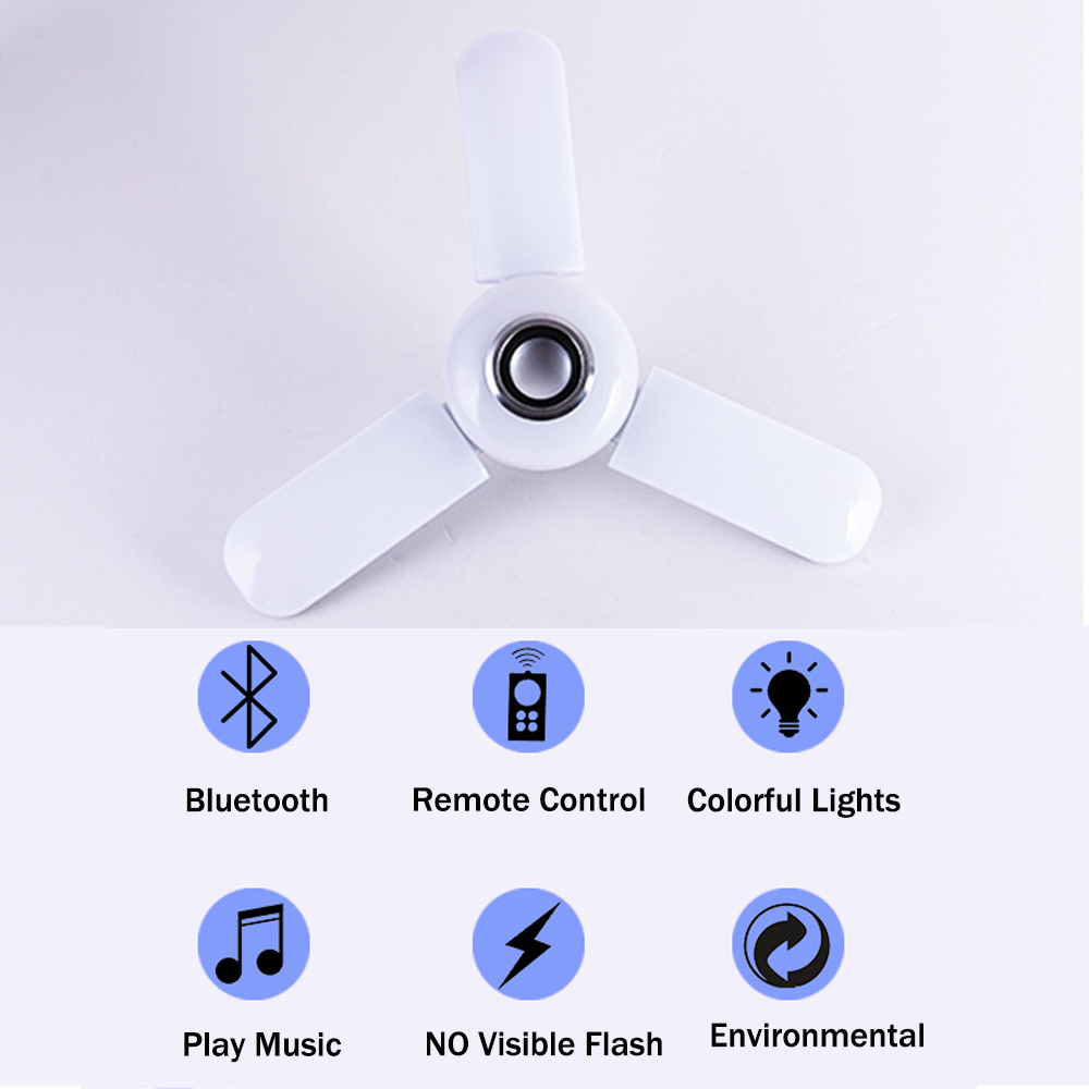 Bluetoothオルゴールライトrgb 4葉ファン型50w - Voice Control Light Bulb のレビューと価格