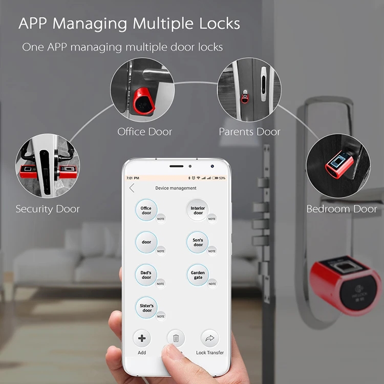 指紋認証アパート電気スマートドアロック木製ドアレバースマート - Smart Home Plus のレビューと価格