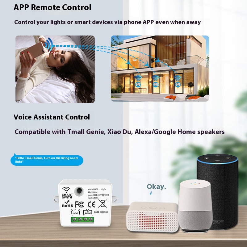 Tuya スマートスイッチオフデバイスは、ワイヤレスタッチ、 - Smart Home Voice Control のレビューと価格