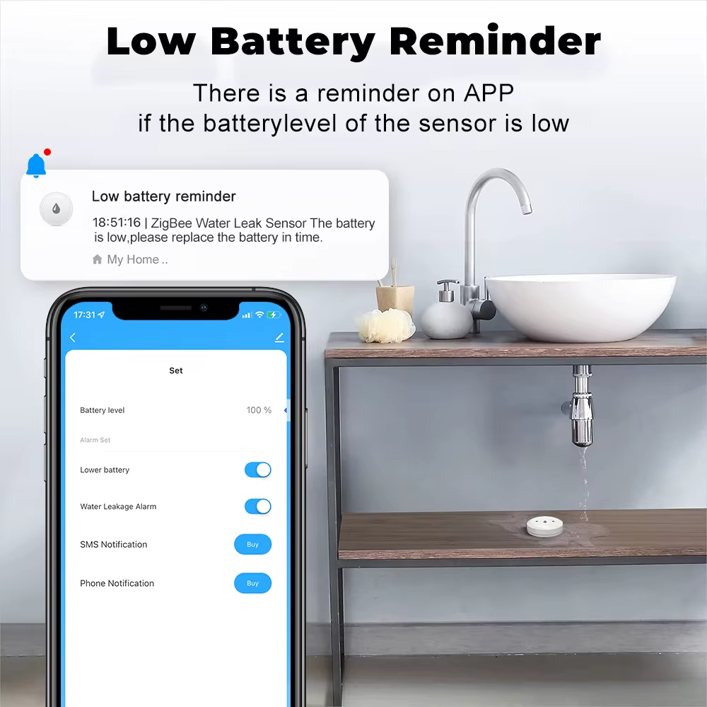スマート Zigbee 水漏れセンサー 洪水水漏れ検知器 ア - Smart Home Zentrale のレビューと価格
