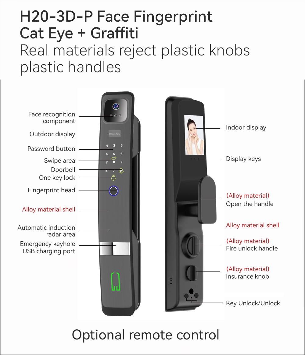 Tuya Wifi 指紋認証 3D顔認証 スマートドアロック - Video Doorbell のレビューと価格