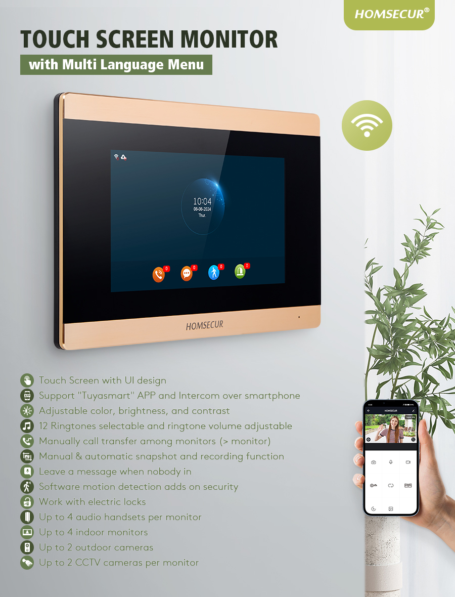 HOMSECUR BA15D-G WIFI ビデオドアホン  - Video Doorbell のレビューと価格