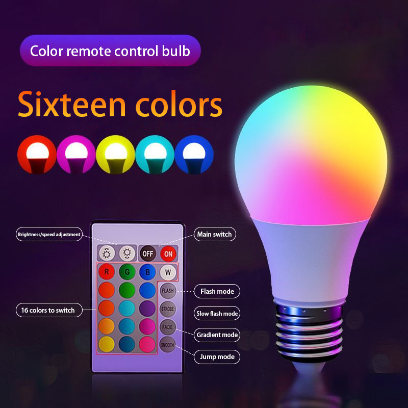 E27 220V 16 色 RGB 電球 LED マルチカラ - Voice Control Light Bulb のレビューと価格