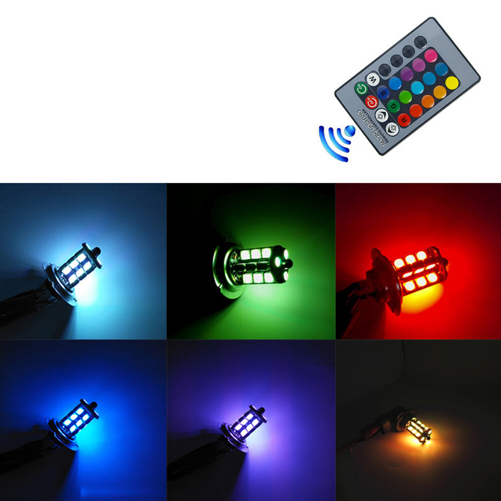 2x RGB H11 H9 H8 5050 27SMD 車の - Voice Control Light Bulb のレビューと価格
