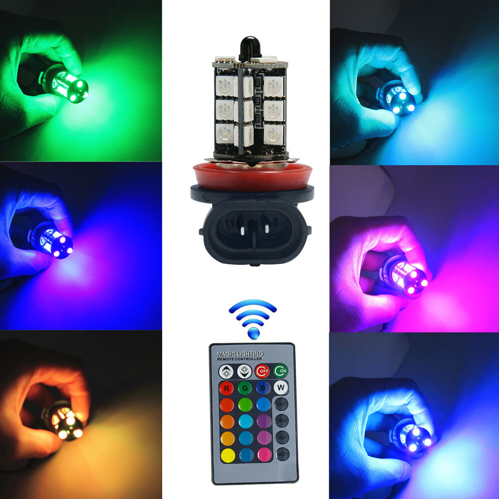 2x RGB H11 H9 H8 5050 27SMD 車の - Voice Control Light Bulb のレビューと価格