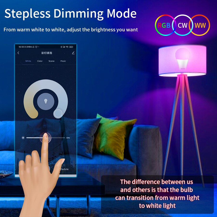 E27 WiFi スマート LED 電球 RGBCW カラフ - Voice Control Light Bulb のレビューと価格