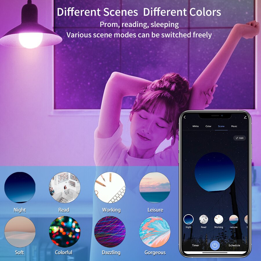 E27 WiFi スマート LED 電球 RGBCW カラフ - Voice Control Light Bulb のレビューと価格