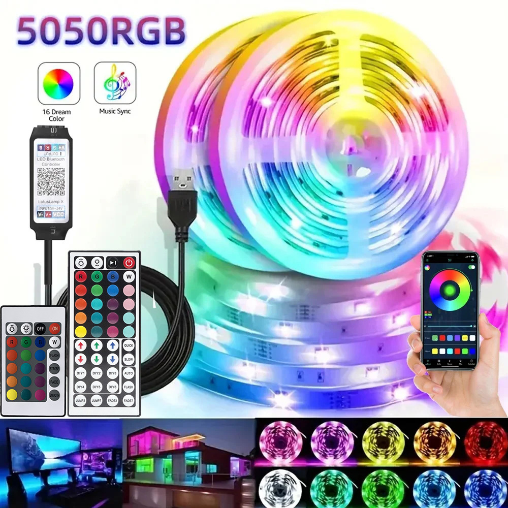 スマートRGB LEDゲーミングライトストリップ USBクリ - Voice Control Light Bulb のレビューと価格