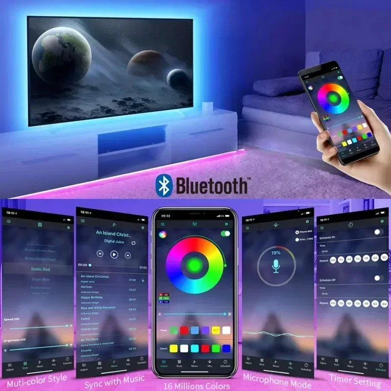 スマートRGB LEDゲーミングライトストリップ USBクリ - Voice Control Light Bulb のレビューと価格
