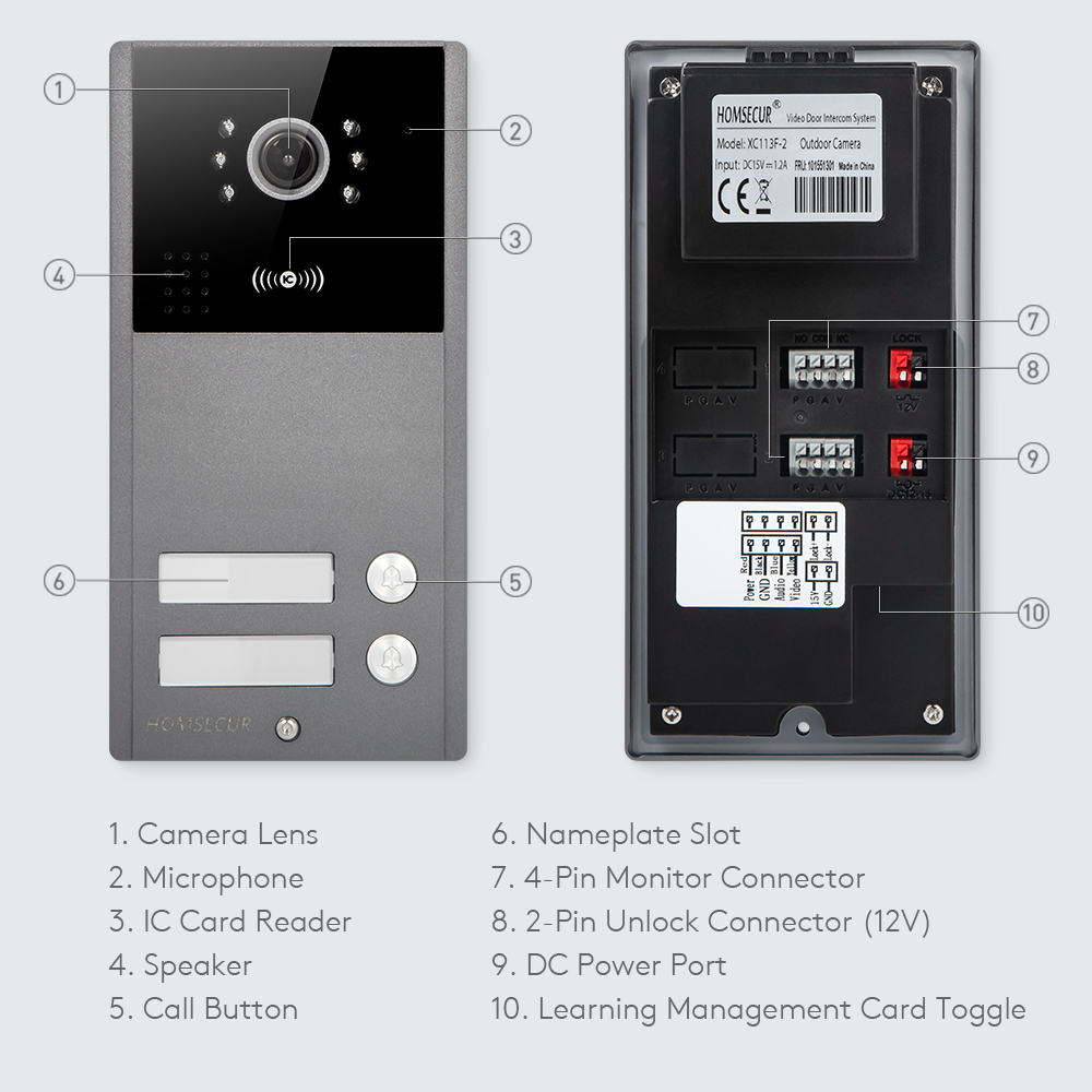 4線式XC113F-2 HD屋外ドアベルカメラIP65+5個 - Video Doorbell のレビューと価格