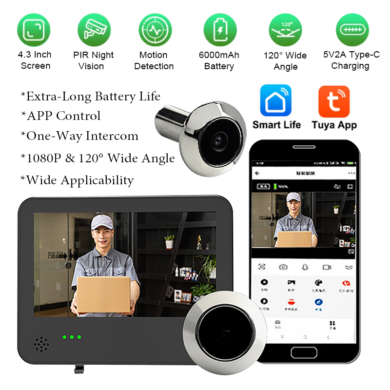 Tuya スマートWIFIビデオドアベルカメラ 4.3インチ - Video Doorbell のレビューと価格