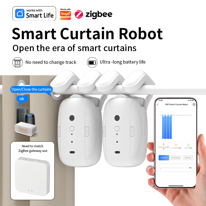 Zigbeeスマートカーテンドライバーロボット 自動カーテン - Smart Home Devices のレビューと価格