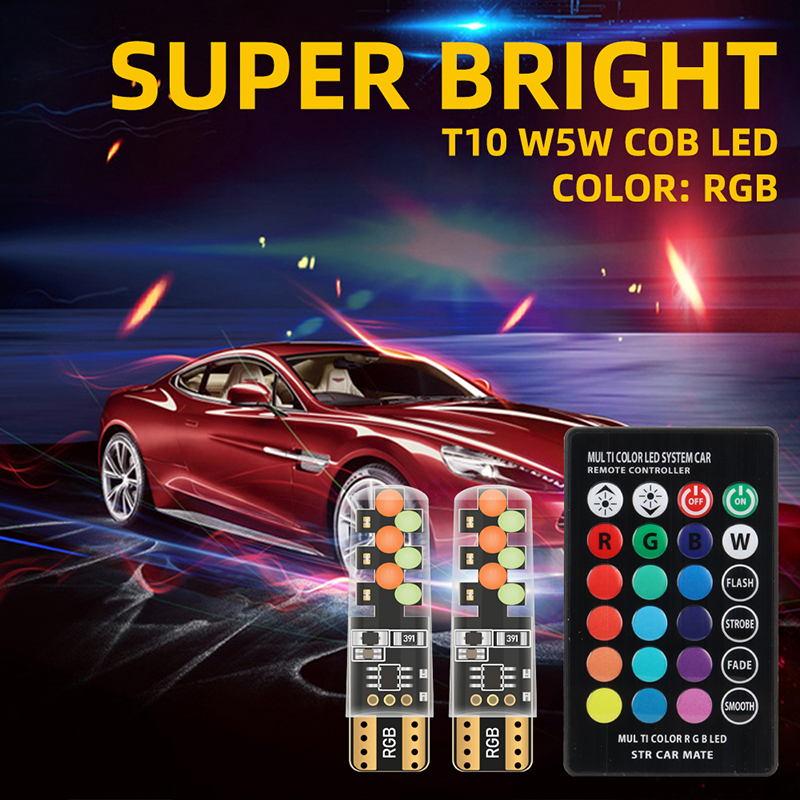 車の室内照明用のRGBLED電球,リモコン,COB,T10, - Voice Control Light Bulb のレビューと価格